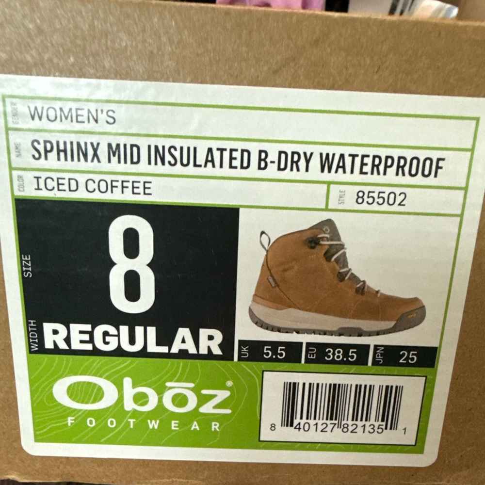 Oboz Tan Leather Sphinx Mid Insulated Waterproof
Hiking Boots NIB - Picture 6 of 8